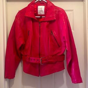 Avanti red leather moto jacket!!